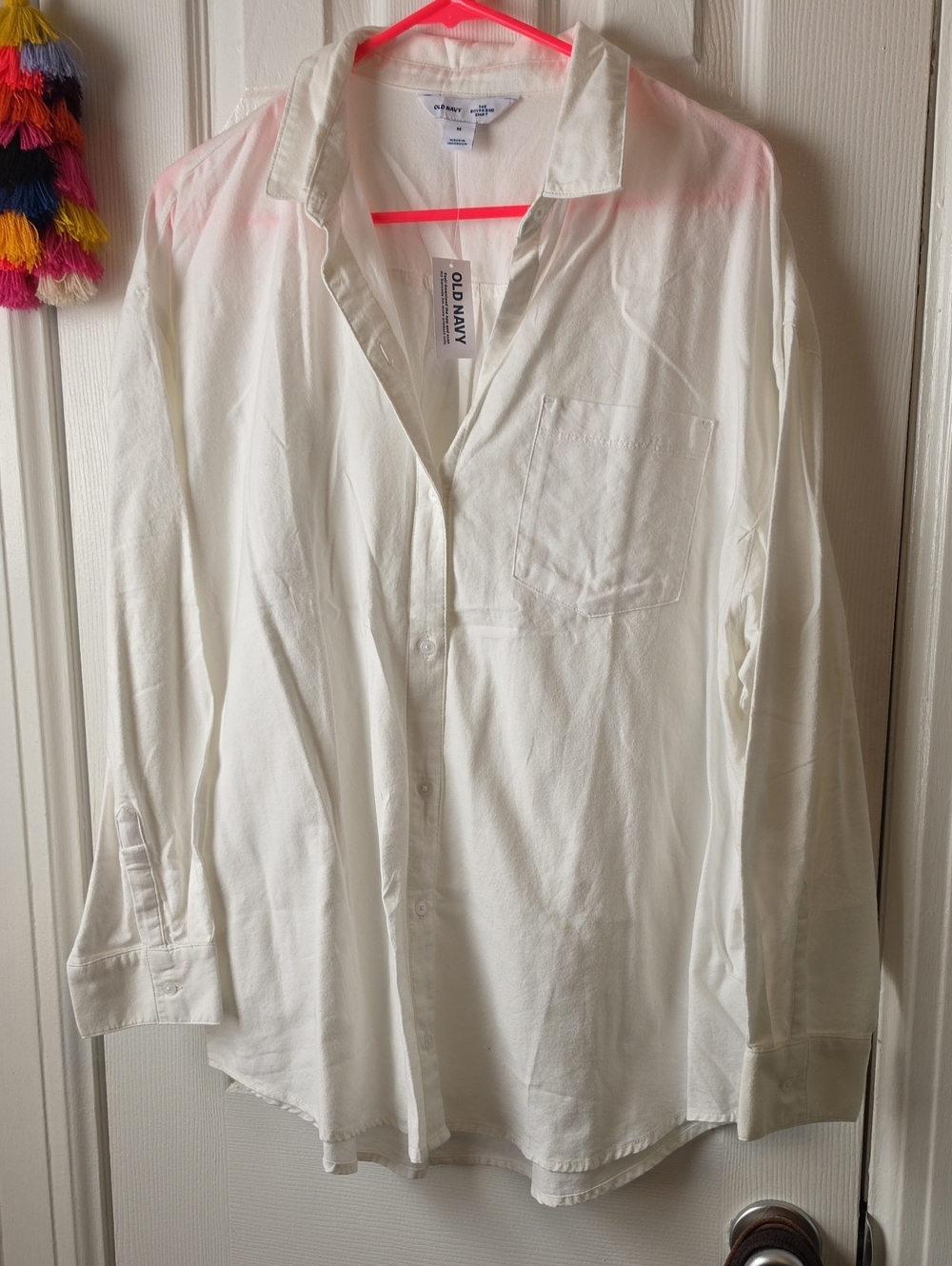 NWT Old Navy Women’s White Button-Down Boyfriend Shirt
